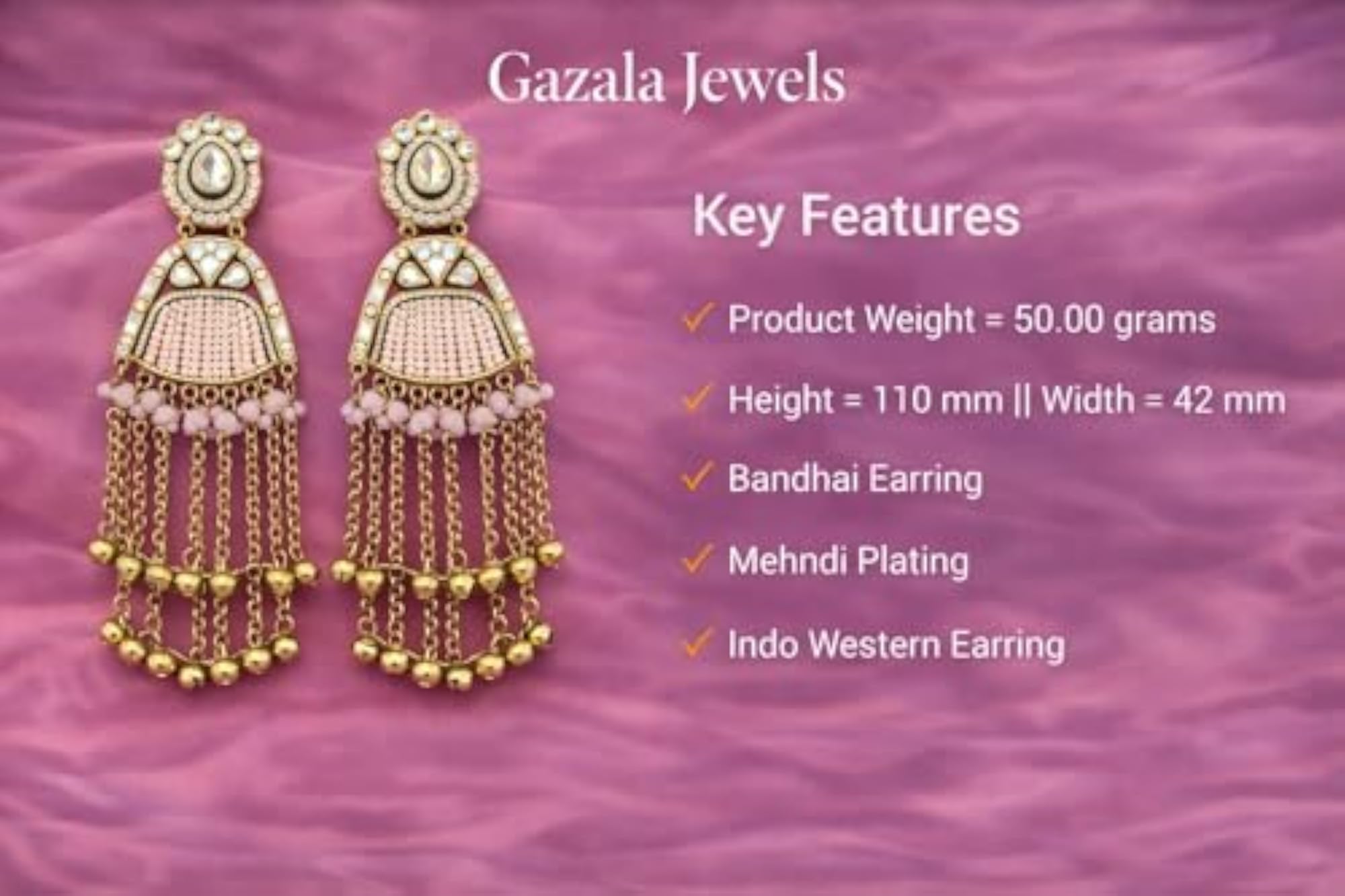 Women's Indowestern Lightweight Alloy Fashion Earrings